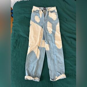 Urban Outfitters Tie Dye Blue and Yellow Jeans, High Rise, Baggy, Size 26